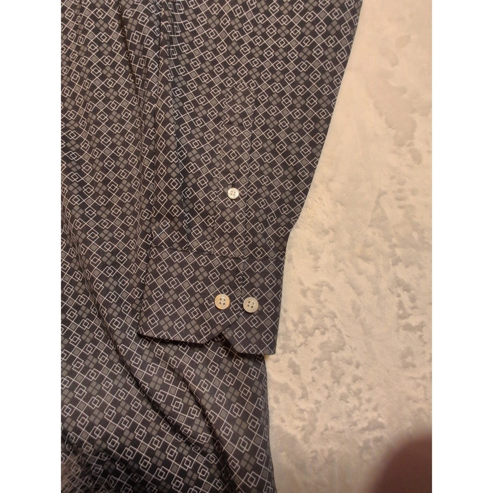 Murano Performance Tall Man Shirt Mens Large Tall LT Black Geometric Button Down - Picture 4 of 8